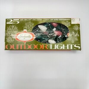 VTG 60s 70s Hoferts Outdoor Christmas Lights 25 Bulb C9 Multi Color Tested w Box